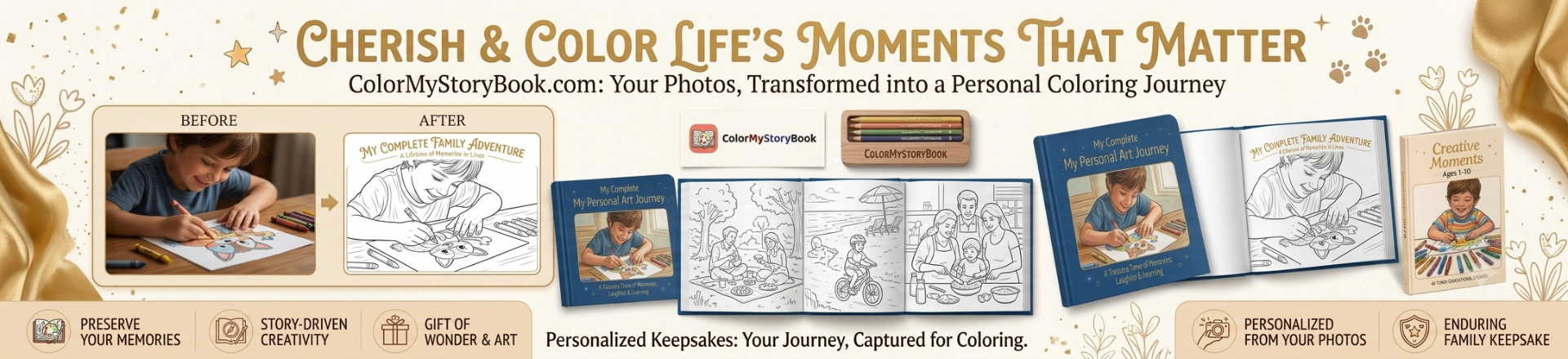 Cherish and color life's moments that matter — ColorMyStoryBook personalized coloring journey